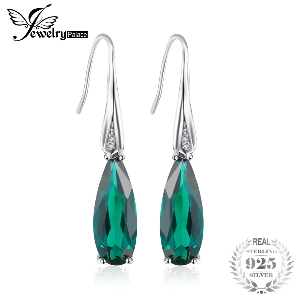 

Jewelrypalace Water Drop 4.1ct Created Emerald Drop Dangle Earrings 925 Sterling Silver 925 Vintage Charms
