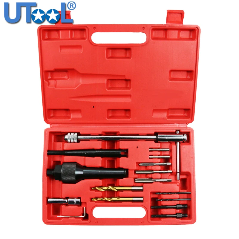 16pcs Damaged Glow Plug Removal Remover Thread Repair Car Garage Tool Kit Set
