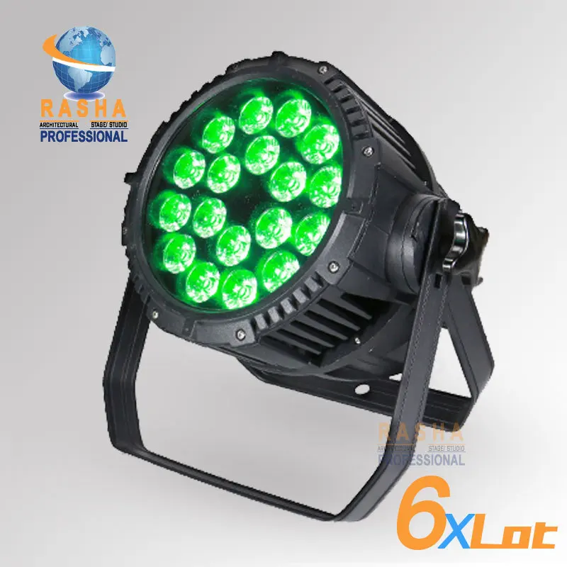 

6pcs/ LOT Rasha HOT SALE IP65 Waterproof Outdoor 18*18W 6in1 RGBAW+UV LED Par Can Outdoor LED Par Light Stage Lighting