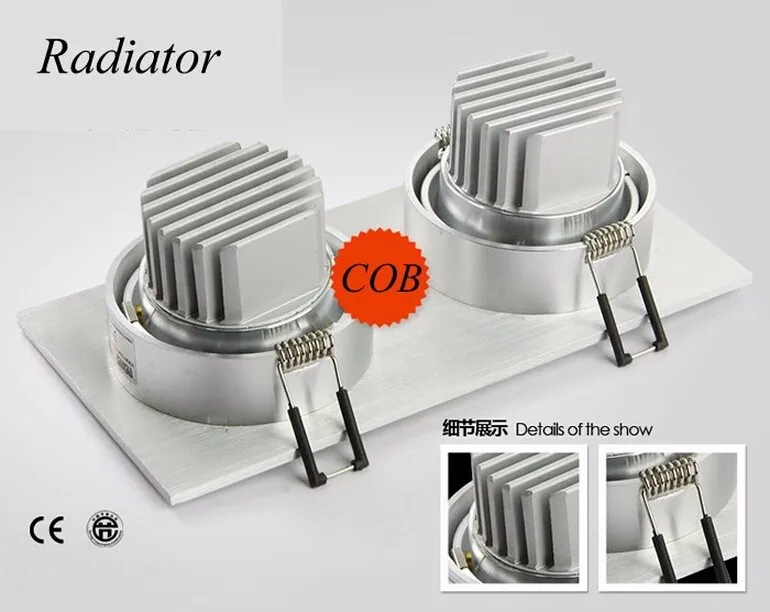 Белый/черный/серебристый корпус двойной cob 20 Вт светодио дный светодиодный потолочный светильник затемнения 2 * Вт 10 Вт точечный свет