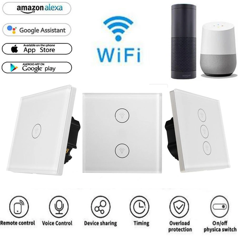 

Smart Home Wifi Switch Work with Alexa Echo Google Home Wall Touch Light Remote Controller