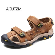 AGUTZM/2622 г. брендовые летние модные мужские пляжные сандалии из натуральной кожи Eva и резины, с застежкой-липучкой, размер: 38-47