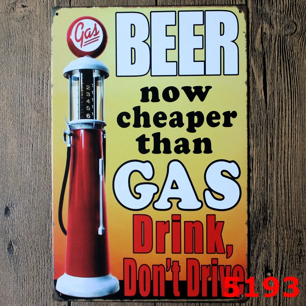 Beer Gas station Vintage Home Decor Tin Sign for Gas Station Wall Decor