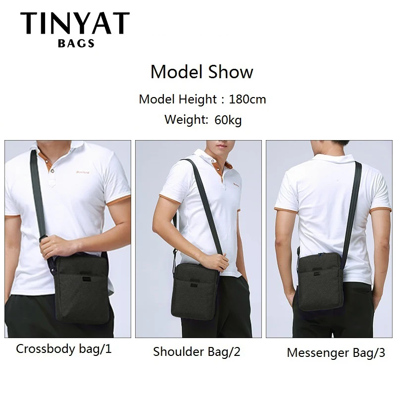 TINYAT Light Canvas Men's Shoulder Bag For 7.9' Ipad Casual Crossbody Bag Waterproof Messenger Bag Pack sling bag for men 0.13kg TINYAT Light Canvas Men's Shoulder Bag For 7.9' Ipad Casual Crossbody Bag Waterproof Messenger Bag Pack sling bag for men 0.13kg