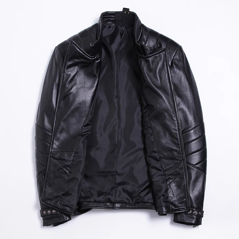 Черный качество из натуральной кожи овчины куртка пальто для будущих мам мотоциклетные мода мульти карманы пояса из натуральной кожи большой размеры 5XL куртк