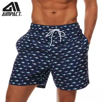 

Aimpact Mens Board Shorts Fish Print Fast Dry Summer Beach Swim Hybrid Short Fashion Surf Hawaii Mesh lining Liner Trunks AM2205