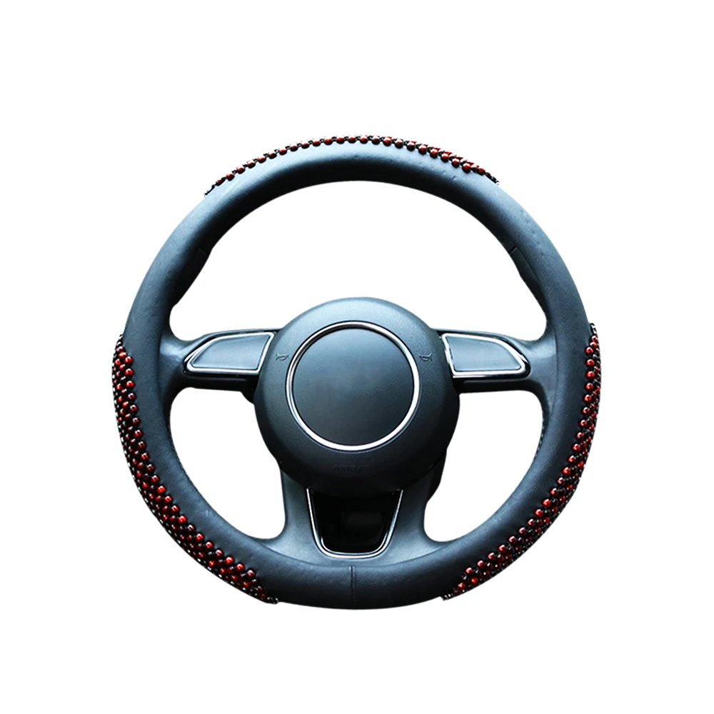 Buy Cool Steering Wheel Covers Wood Bead Style Leather Car Steering Wheel Cover