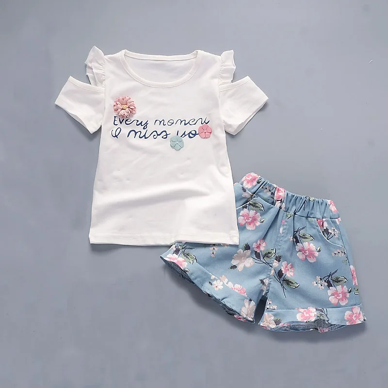 

Baby girls summer clothes sets toddler baby fashion cotton printing t-shirt+short pants 2pcs potfits for newborn sports clothes