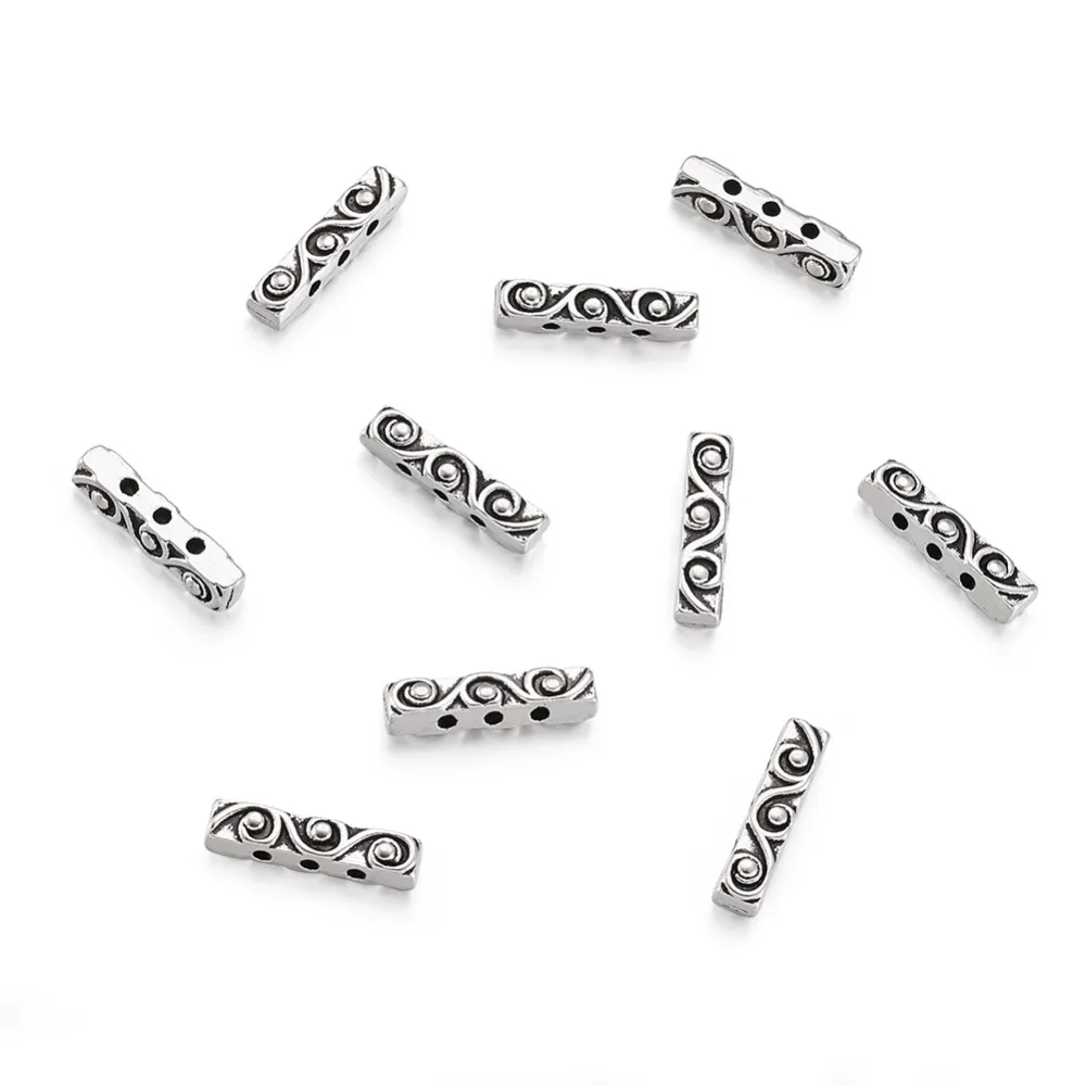 20 New Charm Tibetan Silver 4-Hole Rectangle Spacer Bar Beads Connector 6.5x17mm