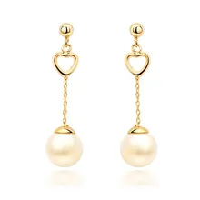 GVBORI 9 K желтое золото натуральный пресноводный жемчуг серьги для женщин сердце ювелирные изделия свадебные круглые ювелирные изделия подарок на день Святого Валентина