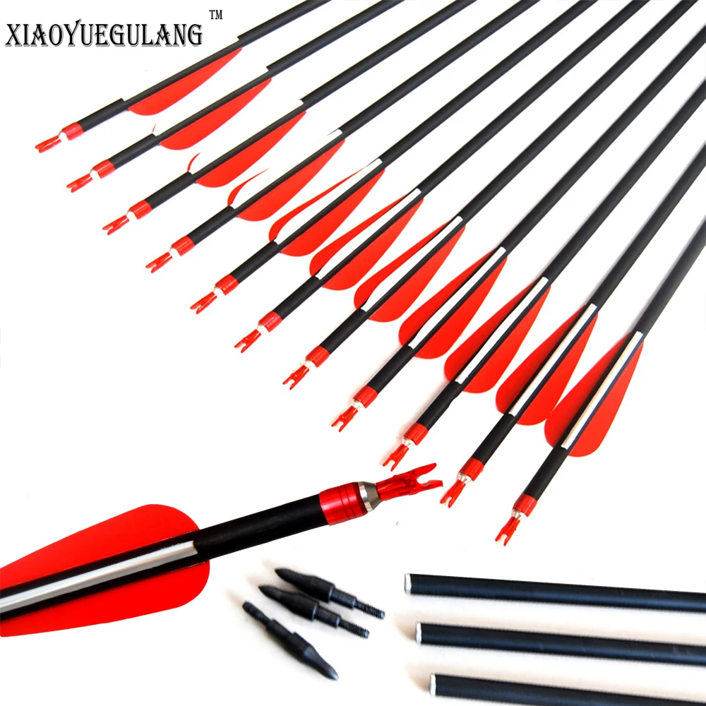 

6/12/24/30PCS 28"/30"31"New Carbon Arrows Archery Shooting Hunting Arrow with Replaceable Arrowheads for Recurve & Compound Bow