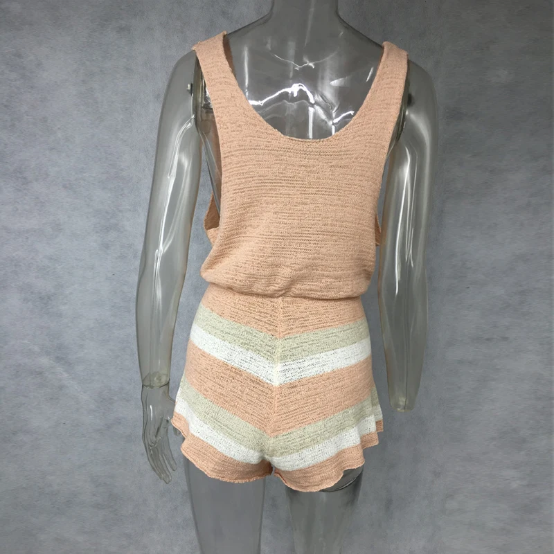 Женский трикотажный комбинезон с V образным вырезом без рукавов|ladies bodysuits|knitted