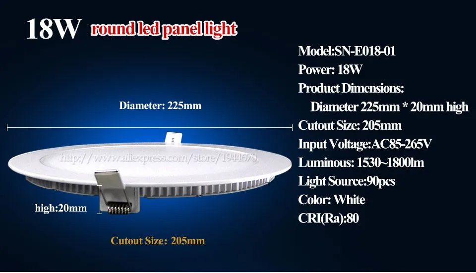 20 штук DHL dimmable Панель свет ультра тонкий потолочные встраиваемые светильники 3 Вт 4 Вт 5 Вт 6 Вт 9 Вт 12 Вт 15 Вт 18 Вт круглый светодиодный прожектор CE