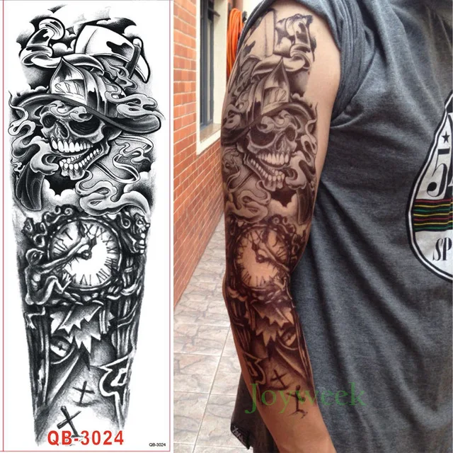 Водонепроницаемая временная татуировка наклейка череп дракона роза цветок полная рука Большая татуировка временная татуировка флэш татуировки для мужчин и женщин - Цвет: Сливовый