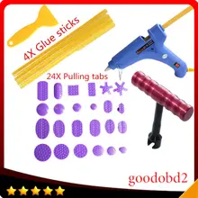 PDR инструмент Ferramentas автомобильный PDR безболезненный вмятин подъемник ремонтные Инструменты Набор для удаления вмятин с термоклеевым пистолетом 100 Вт+ 24X тяговые вкладки