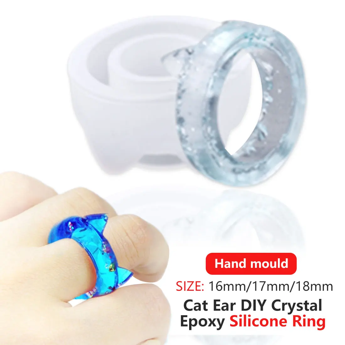 

1PC Cat Diamond Flat Shaped Ring Pendant DIY Silicone Mold Dried Flower Jewelry Accessories Tools Equipments Resin Molds