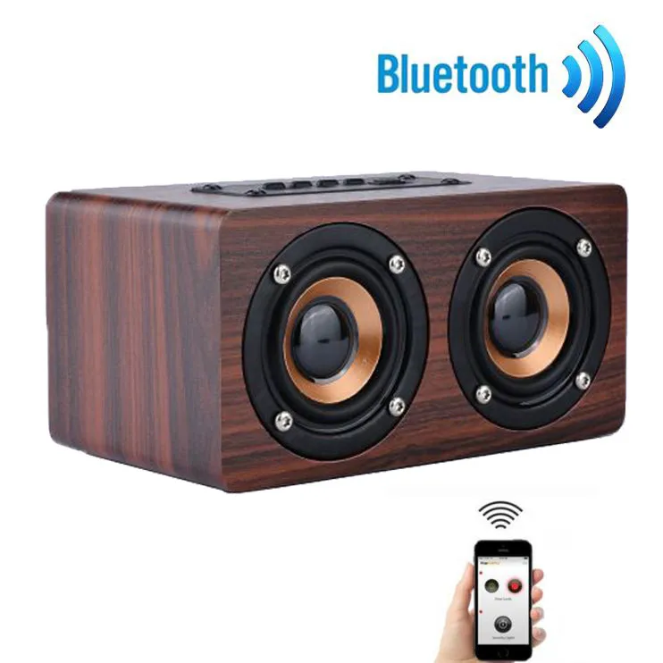 

Vintage Wind Wooden Portable Wireless Bluetooth Speaker Blue 3D Dual Speaker Surround Mini USB Charging #10
