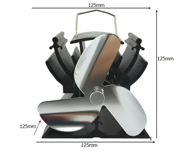 12,5 см Высота Мини плита с тепловым питанием надкаминный вентилятор для небольшого пространства на дереве/горелка бревна/камин-печь-экологичный(никель