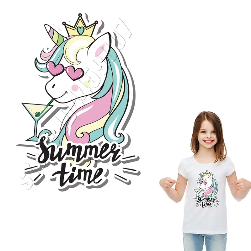 Единорог парши для девочек моющиеся DIY Kawaii стикеры модная аппликация на футболку
