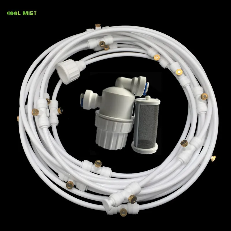 

S157 Misting kits 12M (40feet) with 16pcs mist nozzles system 1/4'' 10/24UNC Water Sprayer Cooling kits White hose nozzles set