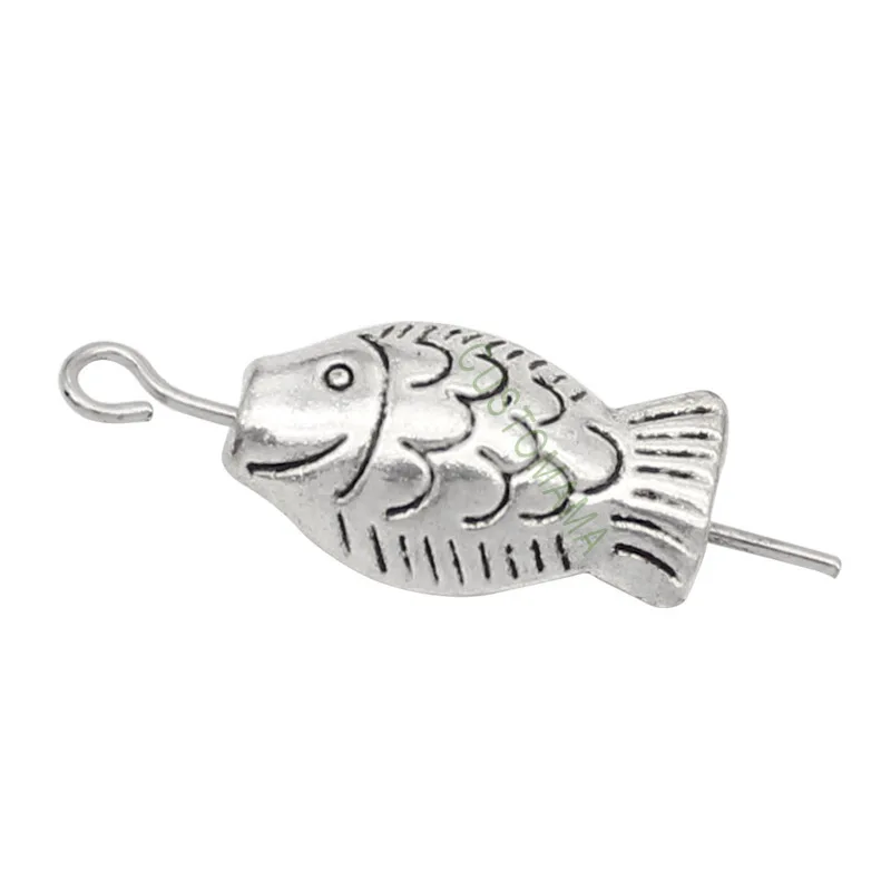 40pcs Antique Silver Fish Beads Charms 17x10x5mmin Beads from Jewelry