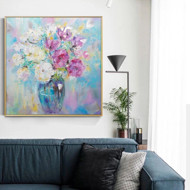 100% Hand Painted Abstract Flowers Art Oil Painting On Canvas Wall Art Wall Adornment Pictures Painting For Live Room Home Decor