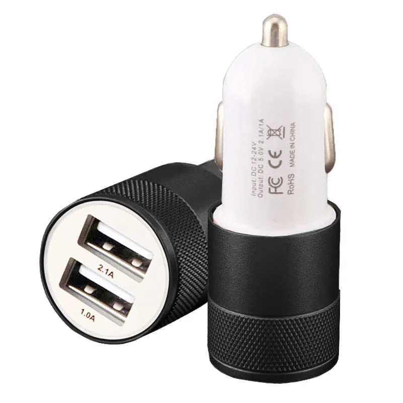 Car Charger 12V to 24V, USB Car Charger for Mobile Phone 2A 1A Output
