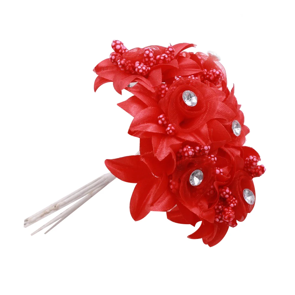 YOST-6pcs искусственные розы из газовой ткани со стразами свадебные туфли головной убор «сделай сам» для дома украшения свадебные искусственные цветы wreath collage
