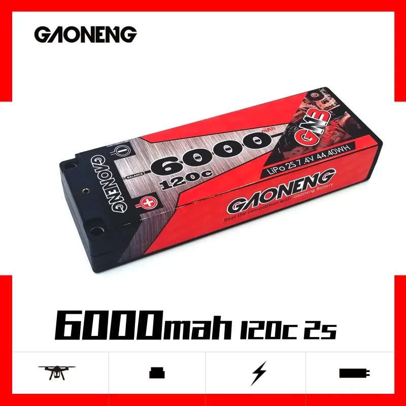 Gaoneng GNB 6000 mAh 2 S 7 4 V 120C Hardcase LiPo батарейный блок с w/h 5 0mm bullet Deans T Plug для 1:10 1/10 RC
