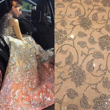 

new style french net lace fabric SH-448 nice glued glitter african Tulle lace for party dress