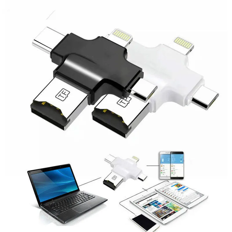 Usb кардридер 4 в 1 Type c/Lightning/Micro USB/USB 2 0 адаптер карта памяти для iphone6S 8 7 накопитель usb