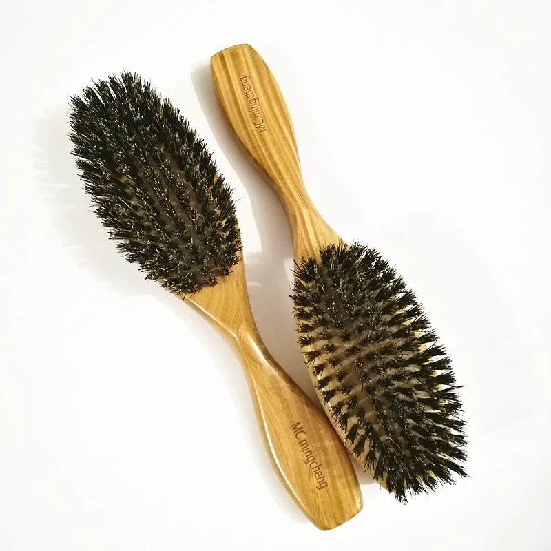 Massagem de Madeira Cerdas de Javali Pente de Madeira Escova de Cabelo Lidar com Brosse Cuidados com o Cabelo Frete Grátis Pente Natural Selvagem Sândalo mc 10 natural cerdas de javali selvagem pente de