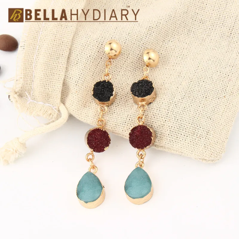 druzy earrings jewelry Ohrringe bijoux earings earring earing pendientes brinco big earrings vintage jewelry wedding earrings geometric earrings long earrings gifts for women resin earrings korean earrings (3)