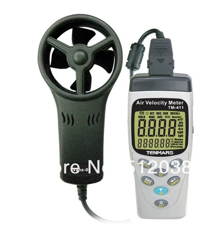 TENMARS TM 411 Air Velocity Meter Airspeed Anemoscope Anemometer 2050