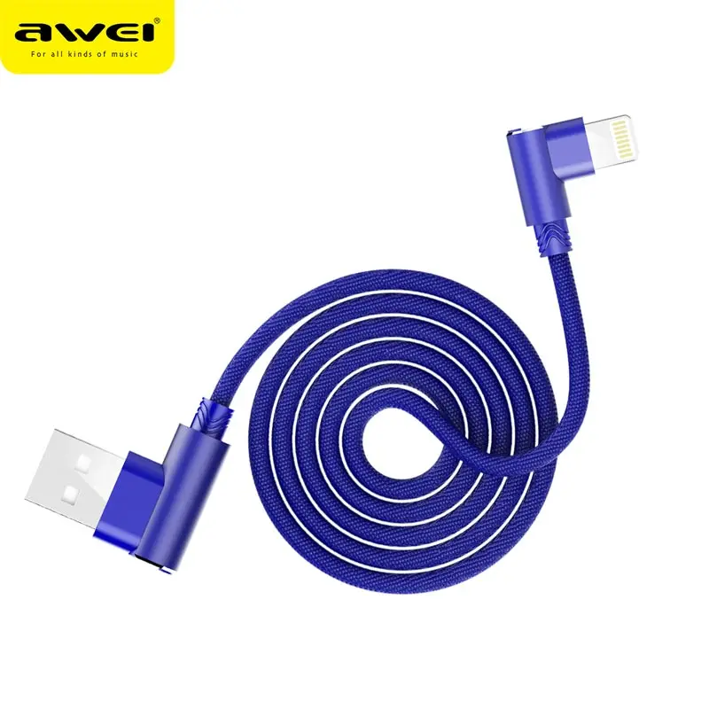 Awei ISO الهاتف كابل نقل بيانات نسيج الفن الزنك سبائك شحن خط سريع شحن خط ل أجهزة أبل
