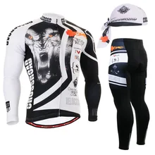 2016 Winter Team Bicycle Bike Jacket sets animal printed Cycling Long sleeve set gel padded Cycling clothes Tiger outdoor wear