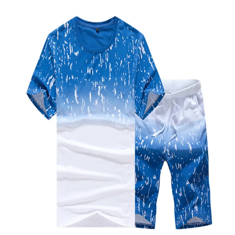 

Summer New Men's Set Short Casual Suits Sportswear Mens Clothing Man Two Pieces Fashion Print Sets Male sweatshirt Men Brand 4XL