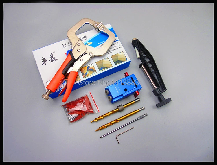 

Mini Pocket Hole Jig Kit For Woodworking + 9.5mm Step Drill Bit + 11" inch Face Clamp Locking C-Clamp Plus Pocket Hole Clamp