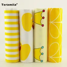 4 Designs twill Cotton Fabric yellow and white color Fat Quarter Bundle Tilda Quilting scrapbooking Patchwork Cloth 40CMx50CM