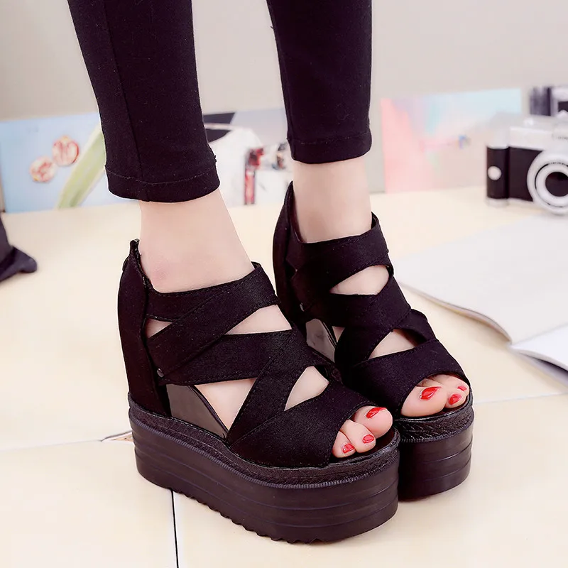 2021 Korean  Women Platform Shoes  Gladiator Fish Head Woman 