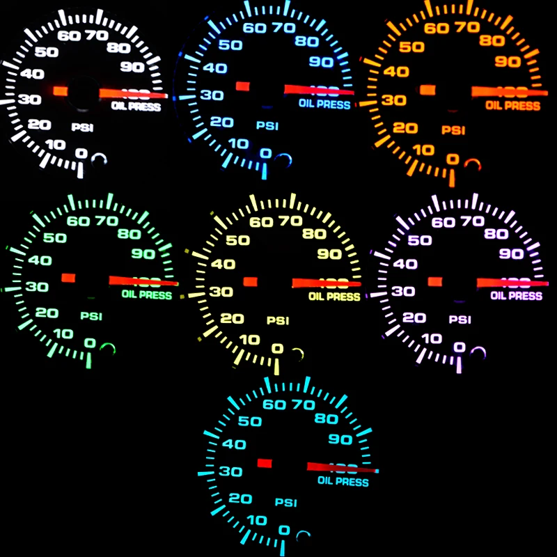 " 52 мм 7 цветов светодиодный Автомобильный авто масло давление 0-100 PSI Высокоскоростной шаговый двигатель Масляный Пресс измерительное устройство для автомобиля