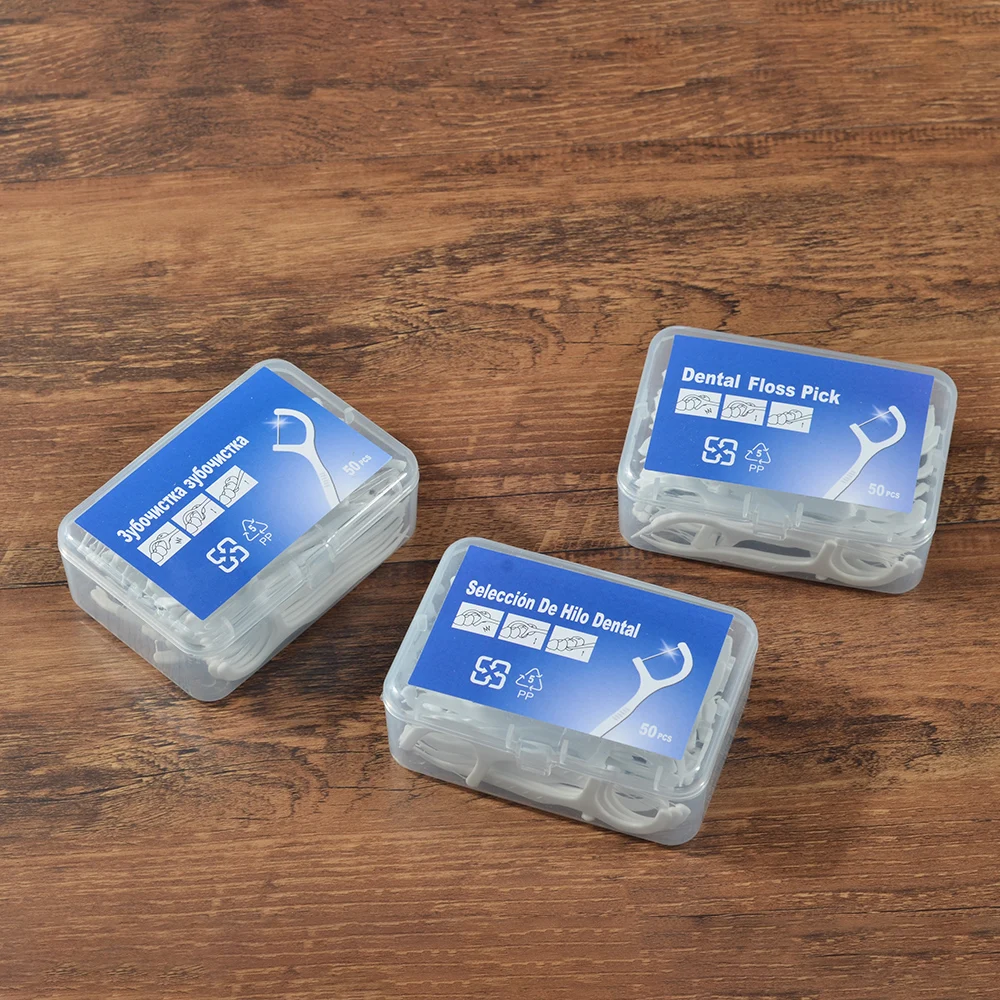 

500Pcs Dental Floss Flosser Picks Teeth Toothpicks Stick Tooth Clean Oral Care Recycling Packaging ABS Floss Portable Case 10Box