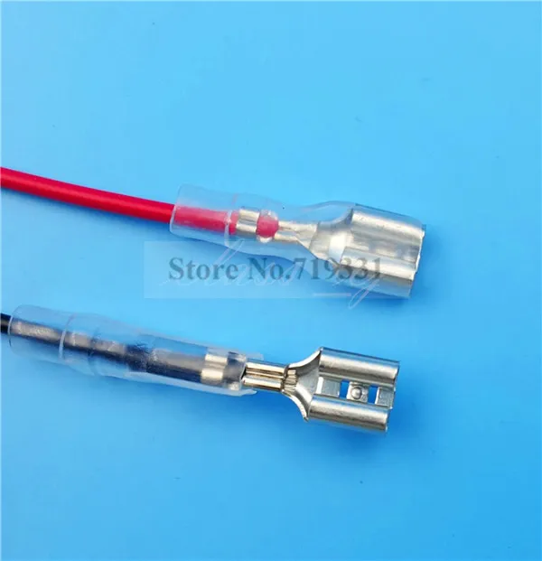 100Pcs 6.3mm Female Spade Crimp Terminals Wire AWM 1007 22AWG