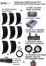 Solarparts off grid Solar System KITS 800W flexible solar panel 1pcs 60A controller 2KW inverter 2
