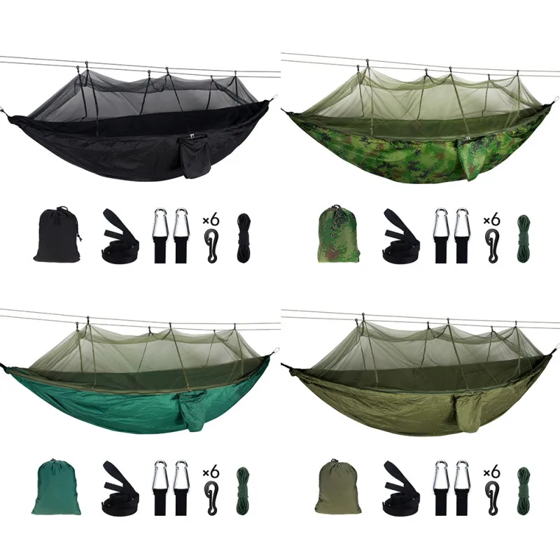 

Safe Summer Outdoor High Strength Fabric Hammock Camping Tent 8.5ft Hammock with Breathable Mosquito Net Hunting Sleep Hammock
