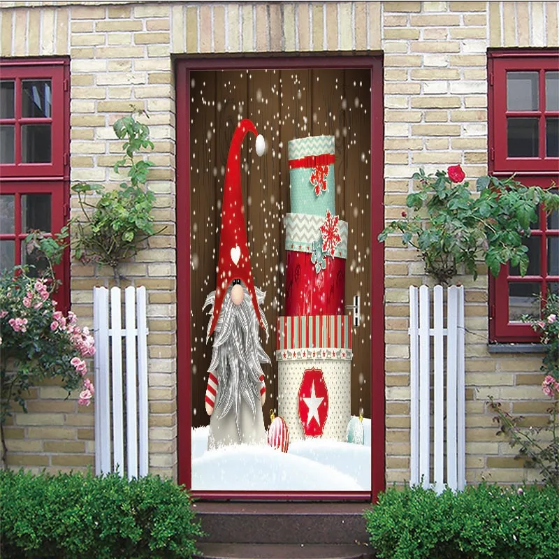 

Christmas series wooden door renovation waterproof can be removed from the hot sale