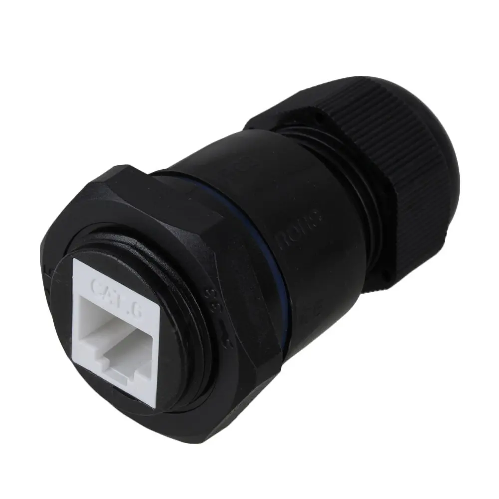 Черный наружный Ethernet LAN IP68 Защита RJ45 M25 AP водонепроницаемый разъем CAT6 6FU 8