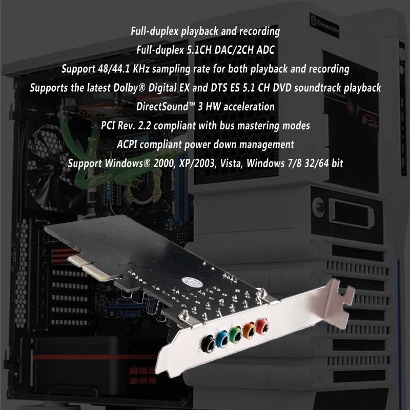 PCIe-express расширение добавить на карту PCIE 5.1CH звуковая карта конвертер адаптер Поддержка для ПК компьютер/Рабочий стол с высокой производительностью
