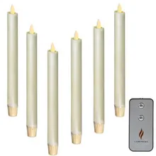 

LUMINARA Remote Control Moving Wick Dancing Battery Operated Flameless LED Taper Candles 6 Pc Ivory 8