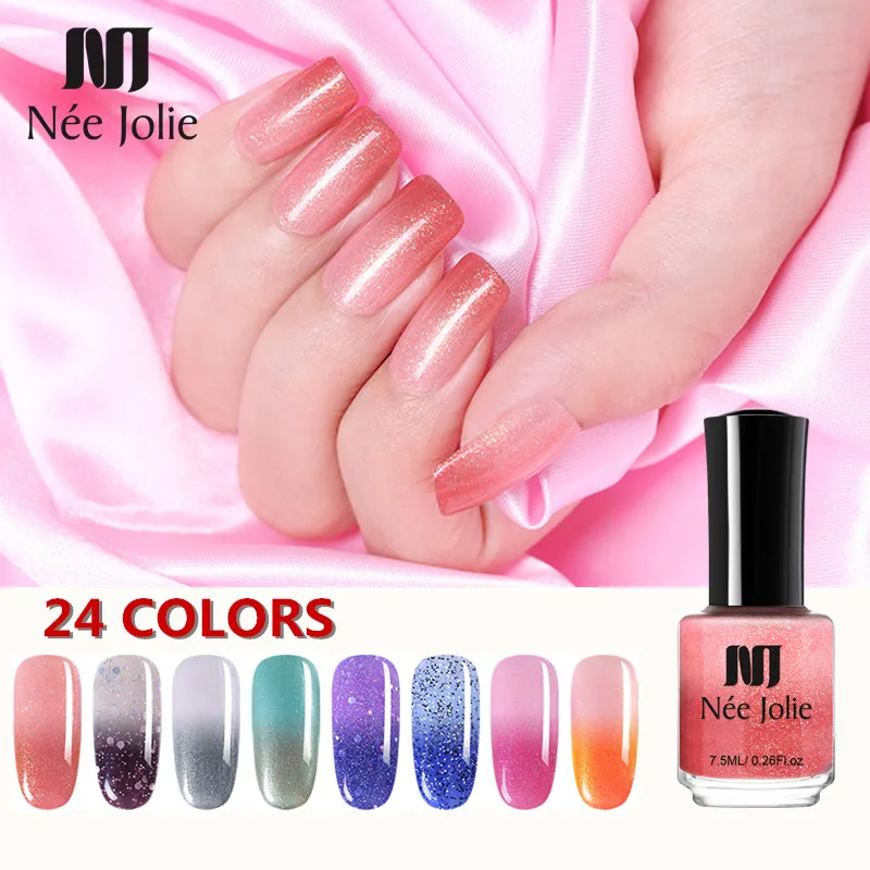 

NEE JOLIE 7.5ml Thermal Nail Polish Glitter Temperature Color Changing Fast Dry Manicure Varnish Gradient Nail Lacquer